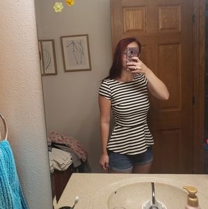 Black & white striped blouse